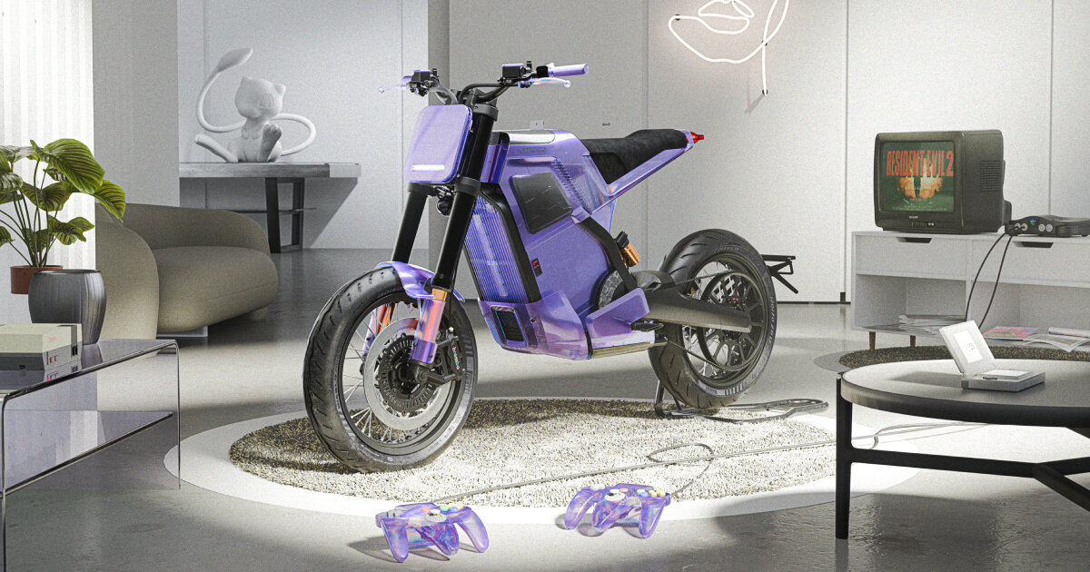 DAB 1α electric motorcycle goes atomic purple, reviving nintendo’s retro game boy color