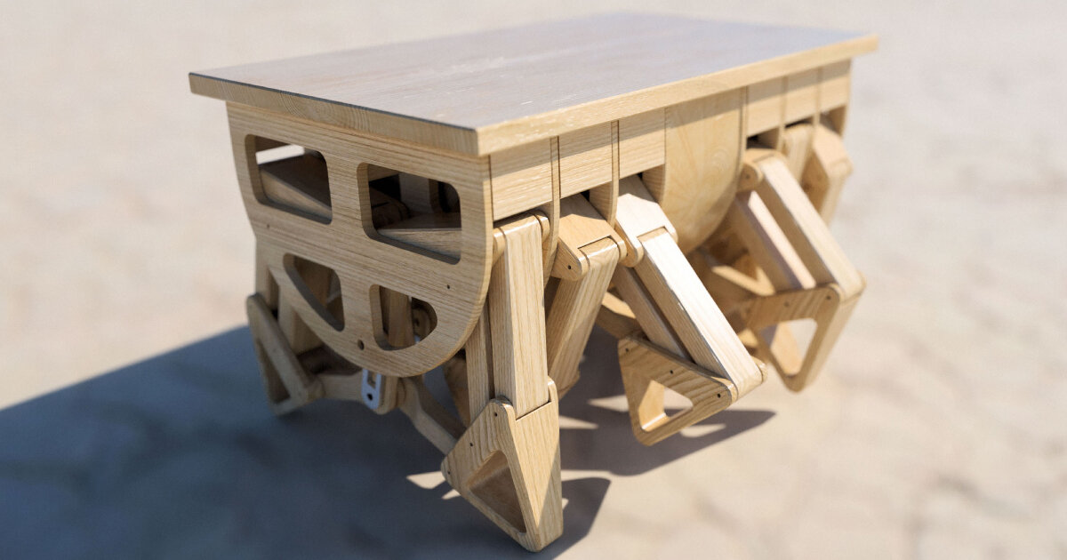 say hello to carpentopod, a 12&amp;legged walking wooden table that can serve drinks or snacks