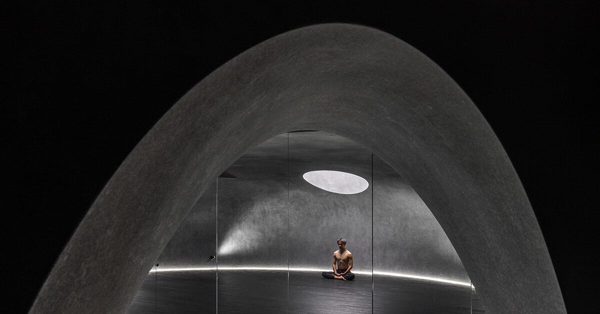 circular skylight illuminates cave&like meditation space by studio X4 in taipei