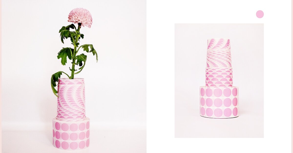 super nature design’s playful paper vases expand in various configurations