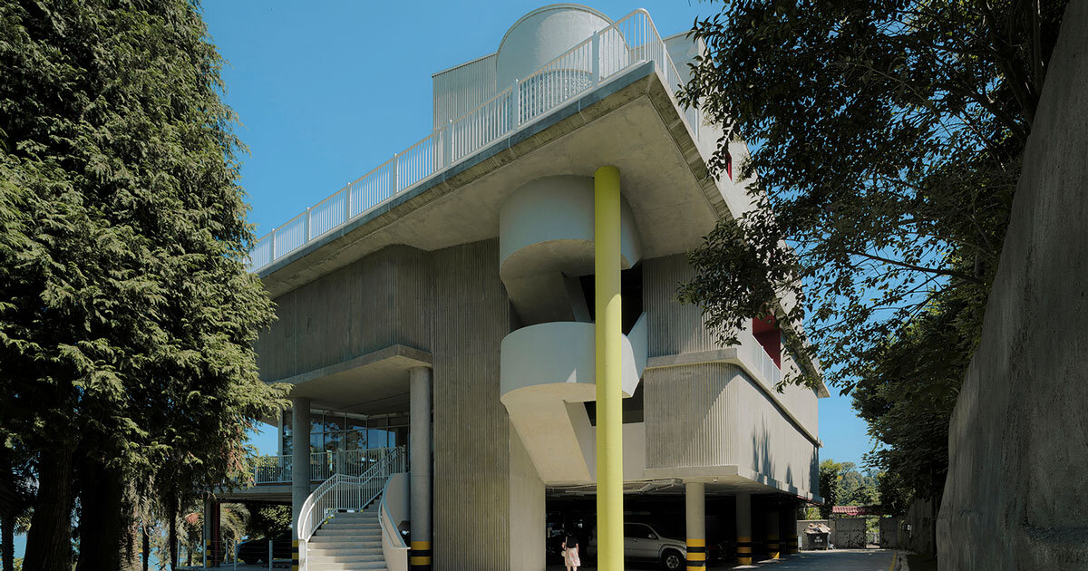 MUA sculpts concrete curved staircase for green cape botanico hotel set on georgian coast