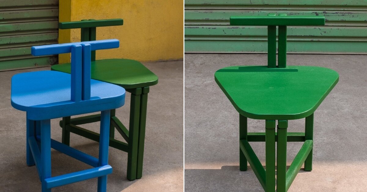 OF BRASILIS crafts wooden three&amp;amp;legged chairs for curbside conversations