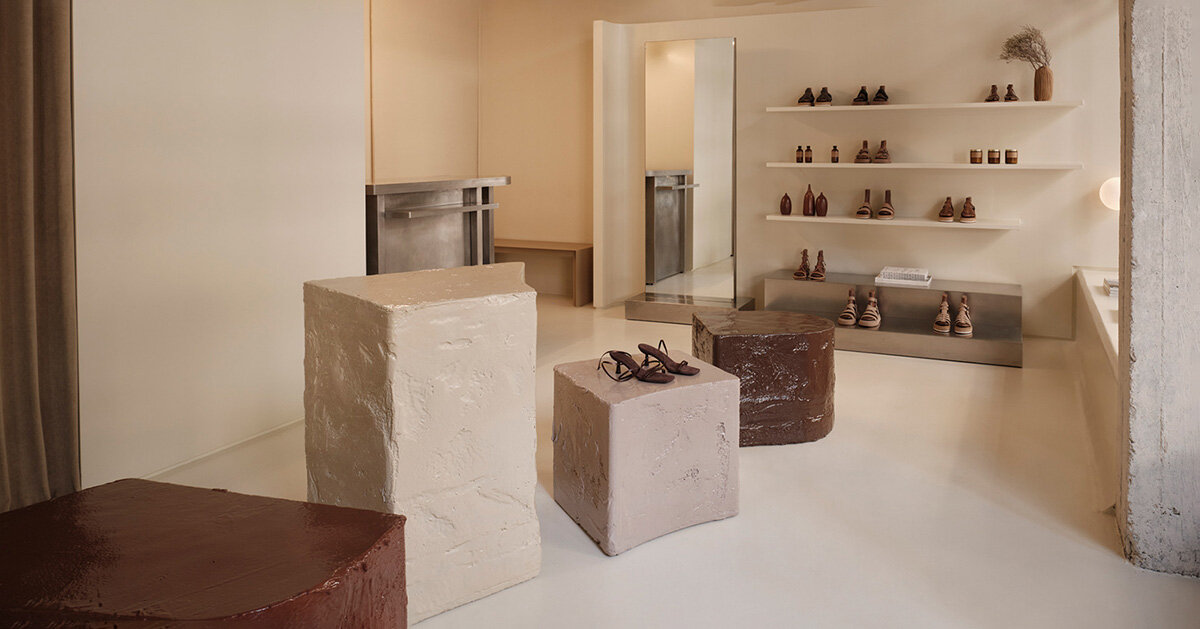 warm earthy hues saturate nancy katri’s esiot athens store, echoing artisanal craftsmanship