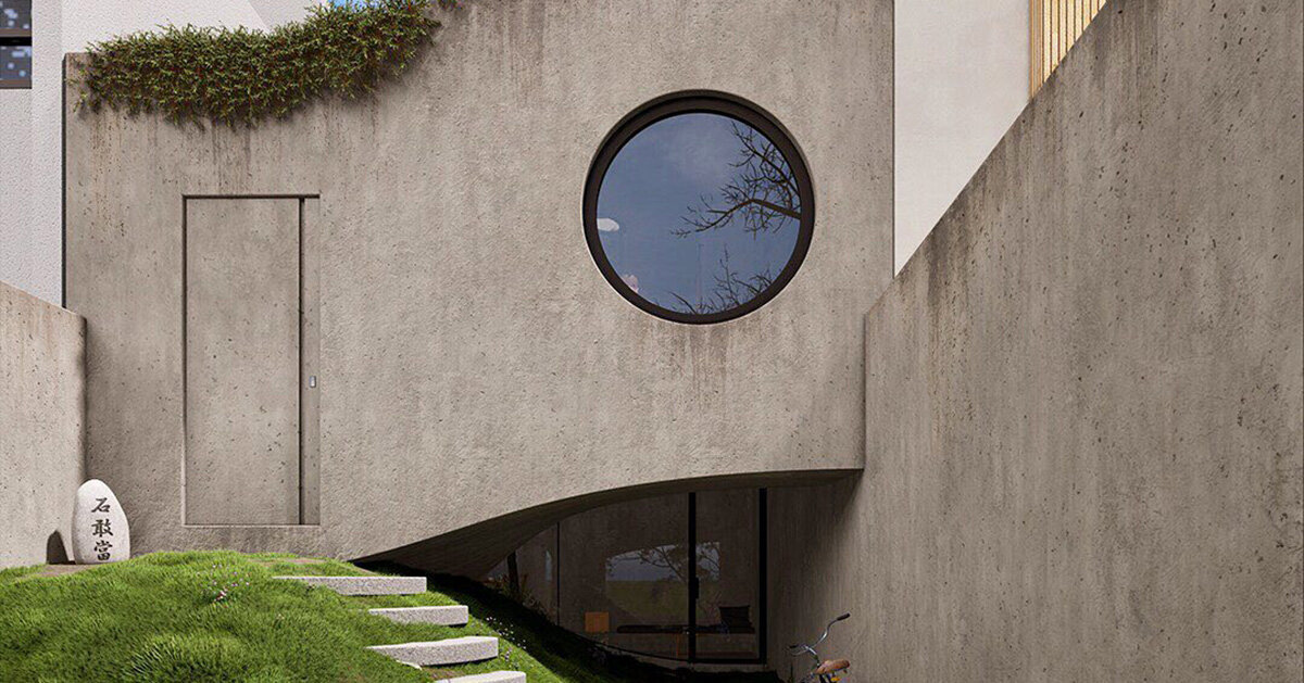 concrete residence by tayebeh amini unravels around tree&centered courtyard