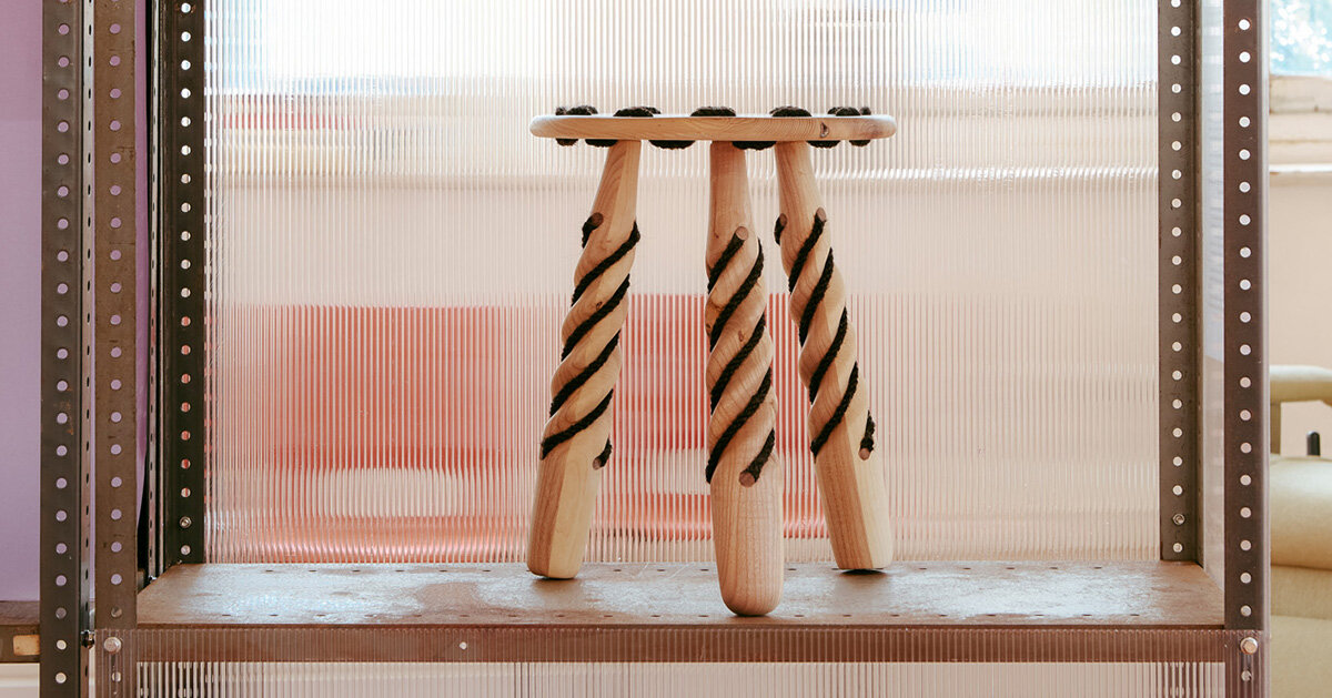 human hair spins into yarn in studio sanne visser’s installation for london design festival