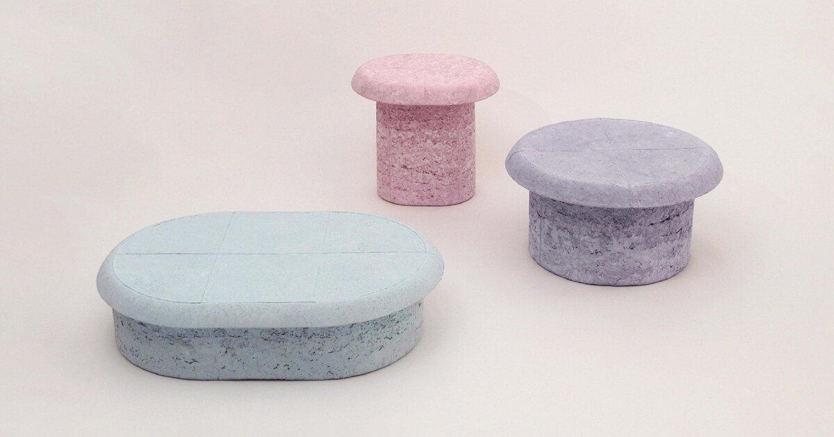 emeline ong crafts candy&like tables from composite paper pulps