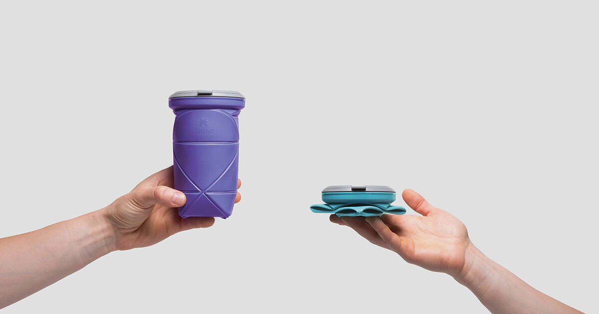 recyclable cup by DiFOLD collapses with origami&amp;like folding design