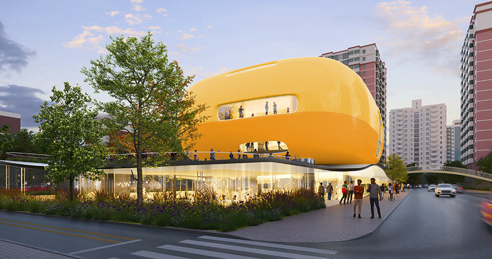 soft yellow exhibition hall by selgascano to bring playful architecture to beijing