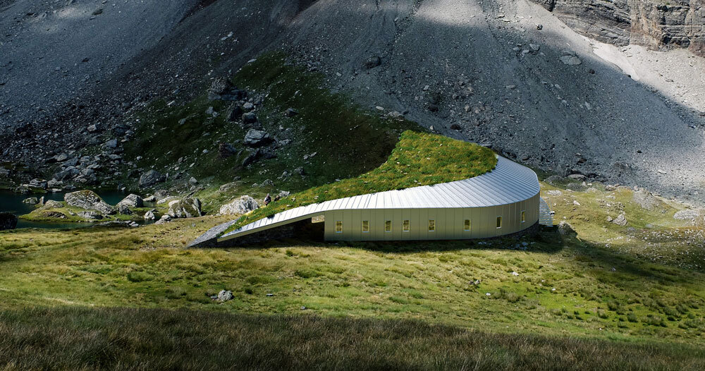 snøhetta’s grassy mountain refuge will skim the slopes of france’s pyrenees national park