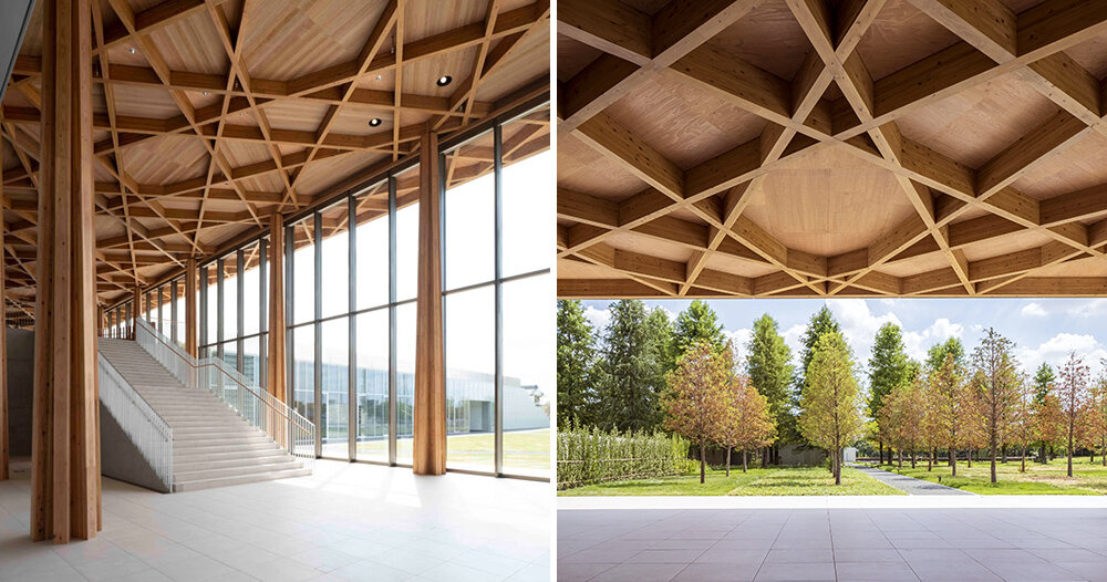 shigeru ban architects’ toyota city museum illuminated with emblematic timber skylight