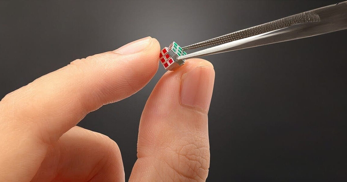 world’s smallest metal rubik’s cube is so tiny it may need tweezers to move or rotate