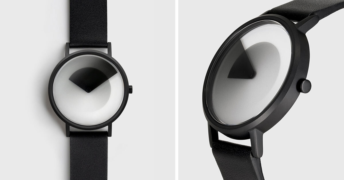 two overlapping gradients in lawa design’s analog watch translate time into different patterns