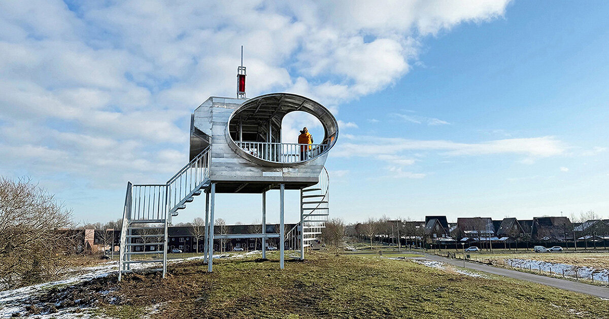 solar&amp;powered viewing platform by rob voerman takes on spaceship form in the netherlands