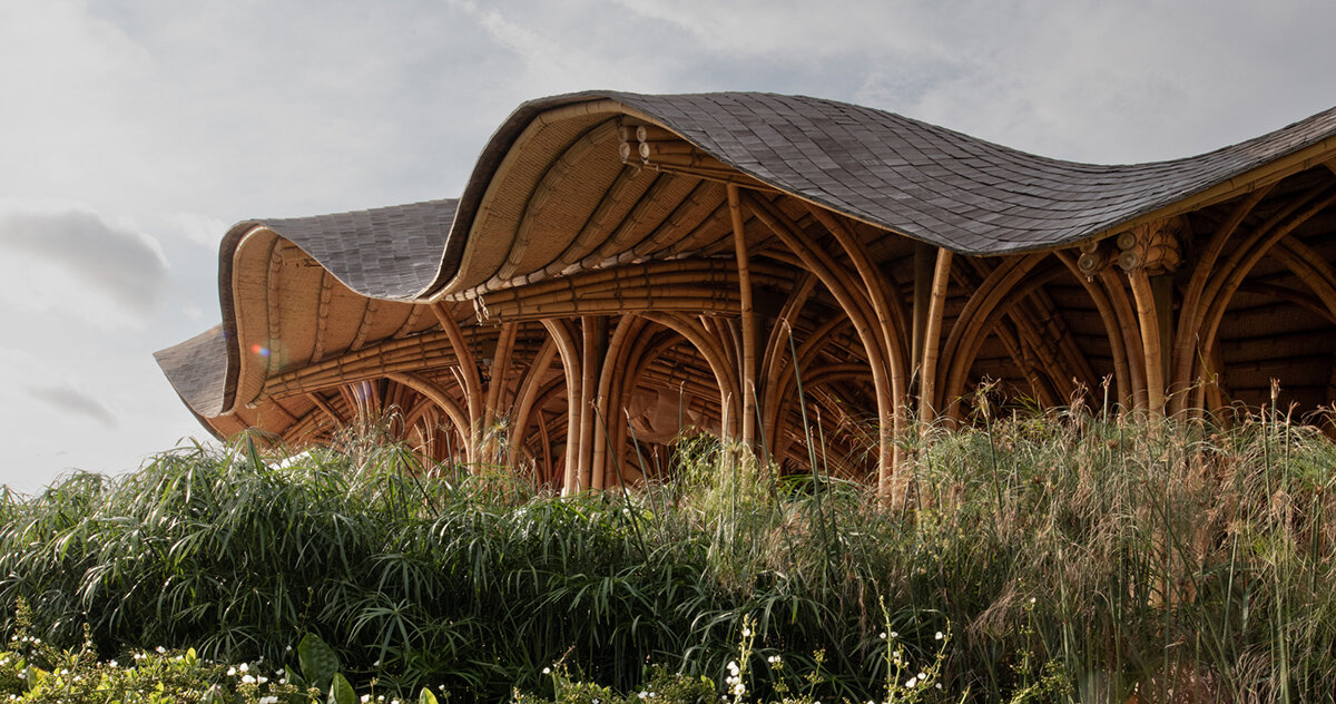 inspired by marine life, pablo luna studio sculpts ‘shell restaurant’ from expressive bamboo