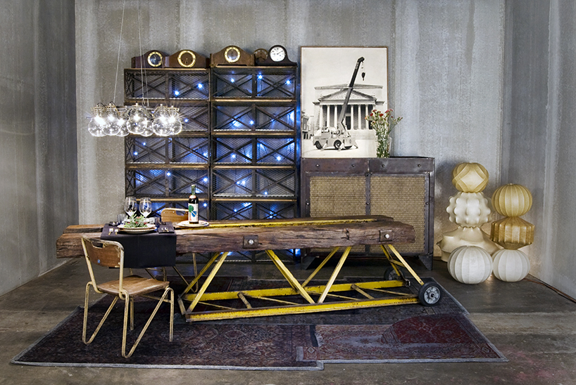 overtt upcycles crane tops, insulators + military fabrics to create furniture