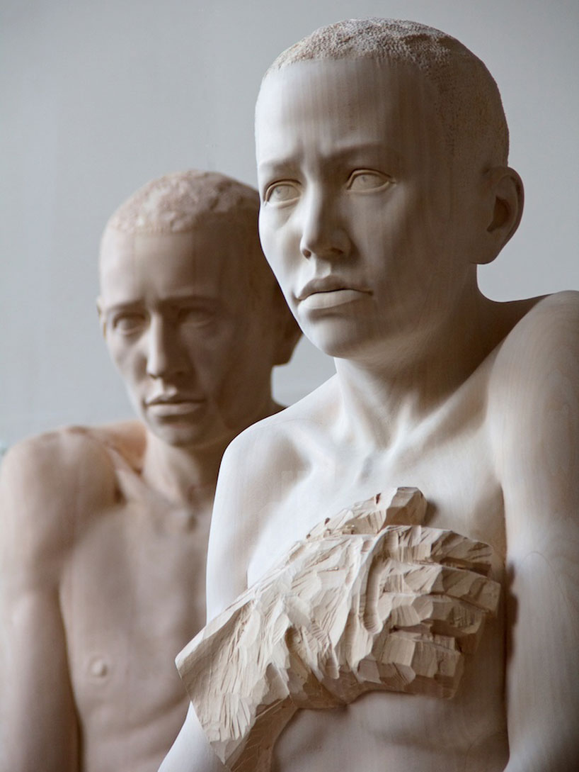 &#39;er, sie, es&#39;, 2010 (left), &#39;gestern, in 2 tagen&#39;, 2010 (right) - mario-dilitz-wooden-sculptures-designboom-07