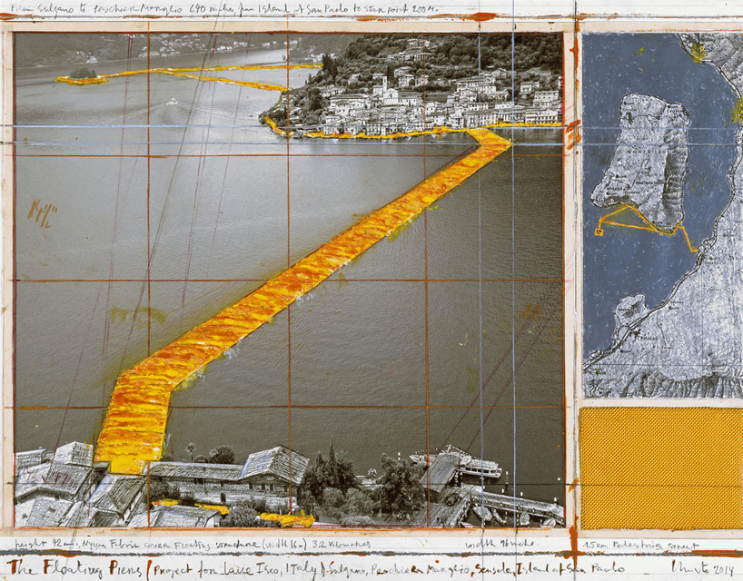 christo to connect italy's lake iseo with floating golden fabric piers