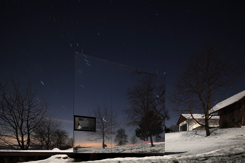 delugan meissl's prefabricated home serves as an invisible retreat