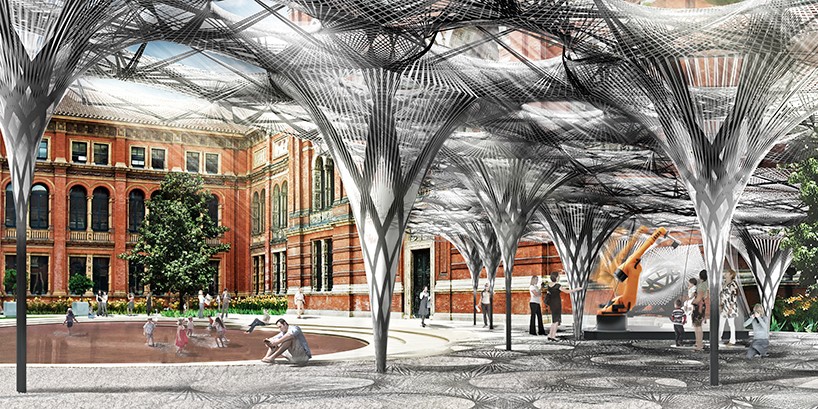 V&A commissions robot constructed carbon fiber pavilion by achim menges + jan knippers