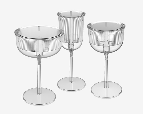 qeeboo presents champagne flute, goblet and chalice table lamps