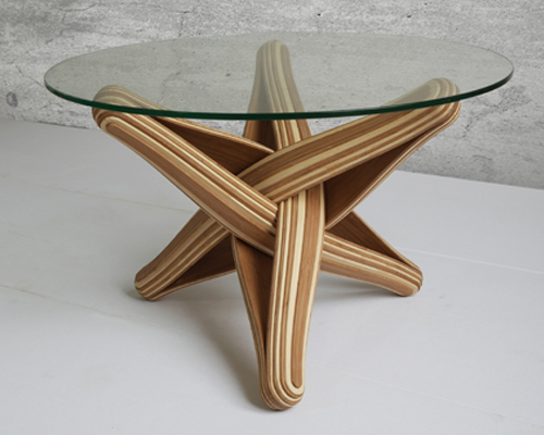 lock coffee table uses flexible bamboo layers