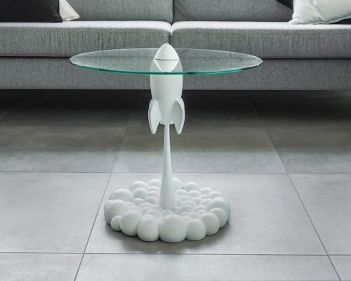 featured single rocket table is featured in white and gold finish and are made of high quality resin