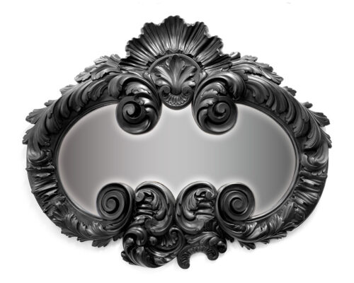 batroque wall mirror is a fusion of classic baroque esthetics and modern days pop-culture