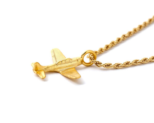 14k goldfield airplane pendant necklace