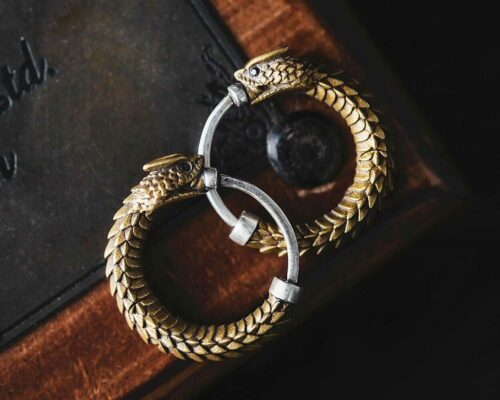 Ouroboros Earrings inspired by the Horned Rattlesnake