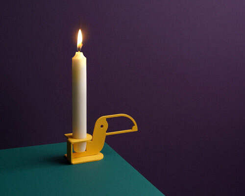 Flying Candle: A romantic firebird candle holder with an origami-inspired steel design.