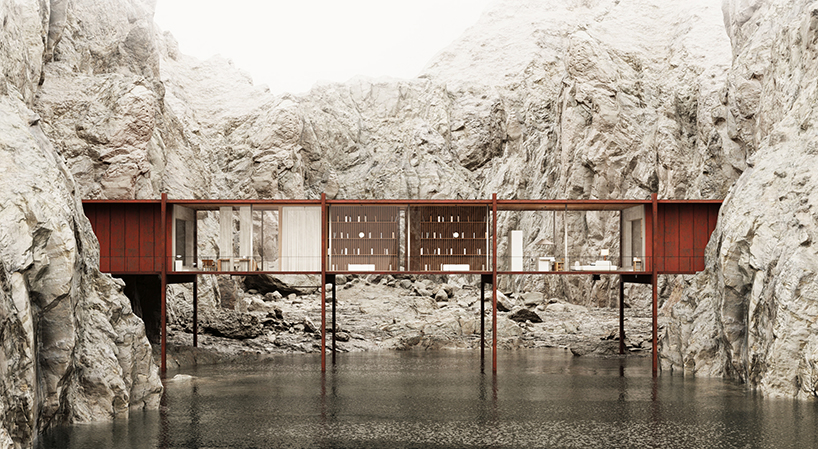 kseniia kolesnikova’s stilted glass house rises over a lake amid mountain peaks