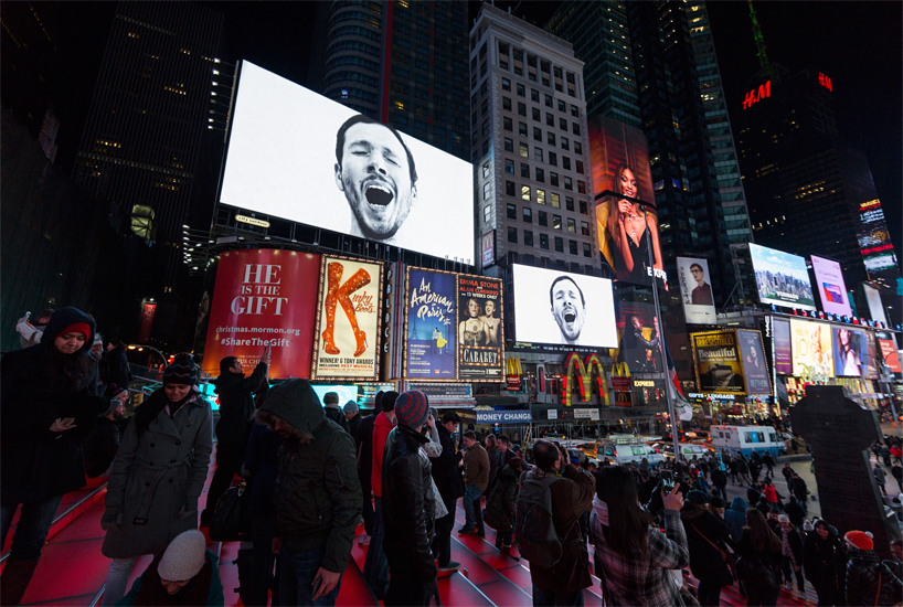 sebastian errazuriz triggers contagious yawning in times square