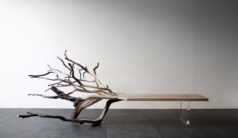 benjamin graindorge reveals fallen tree as sculptural bench for YMER&MALTA