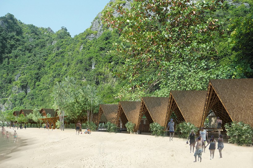 VTN architects' bamboo castaway island resort under construction in vietnam