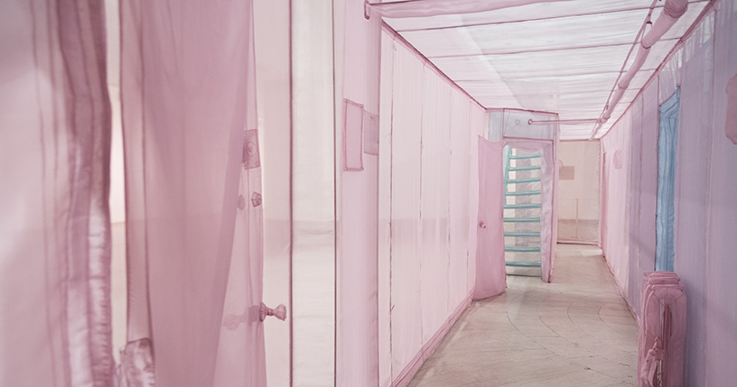 walk through a full-scale fabric replica of do ho suh's new york