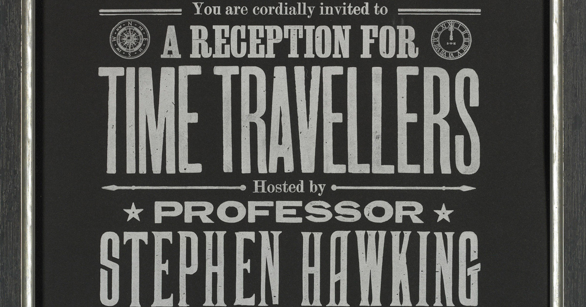 stephen hawking time travel party invitation card