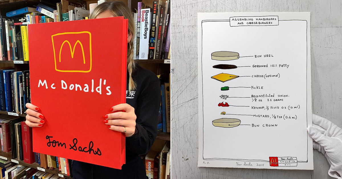 tom sachs illustrates how to make the perfect mcdonald's cheeseburger