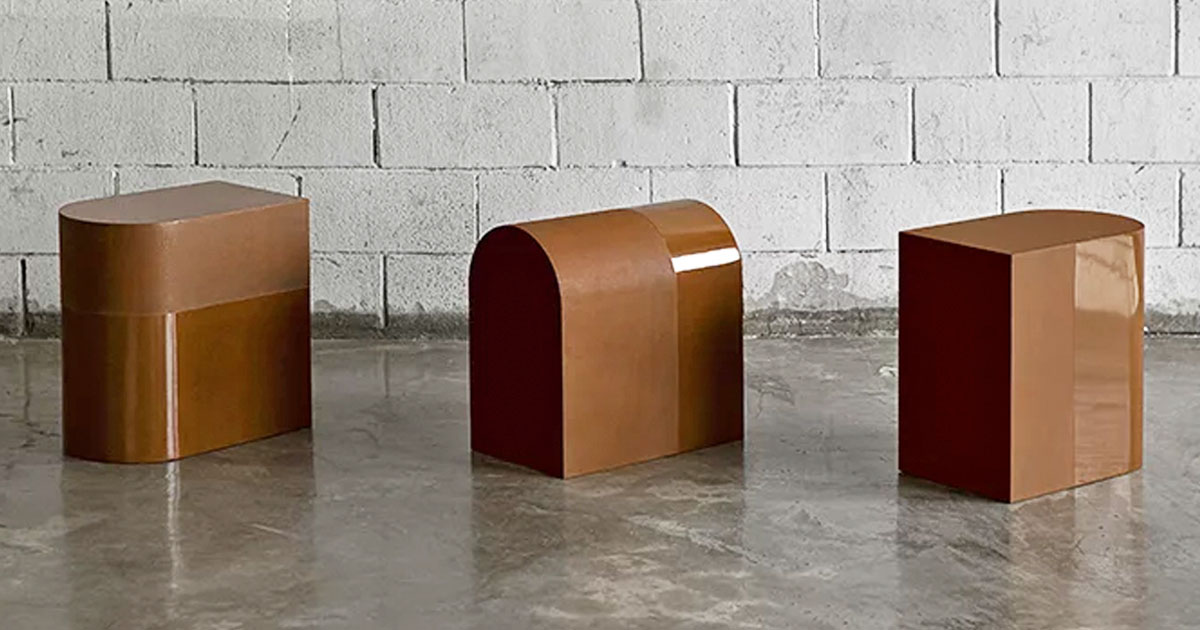 seungjoon song captures the color of earth in sienna stool collection