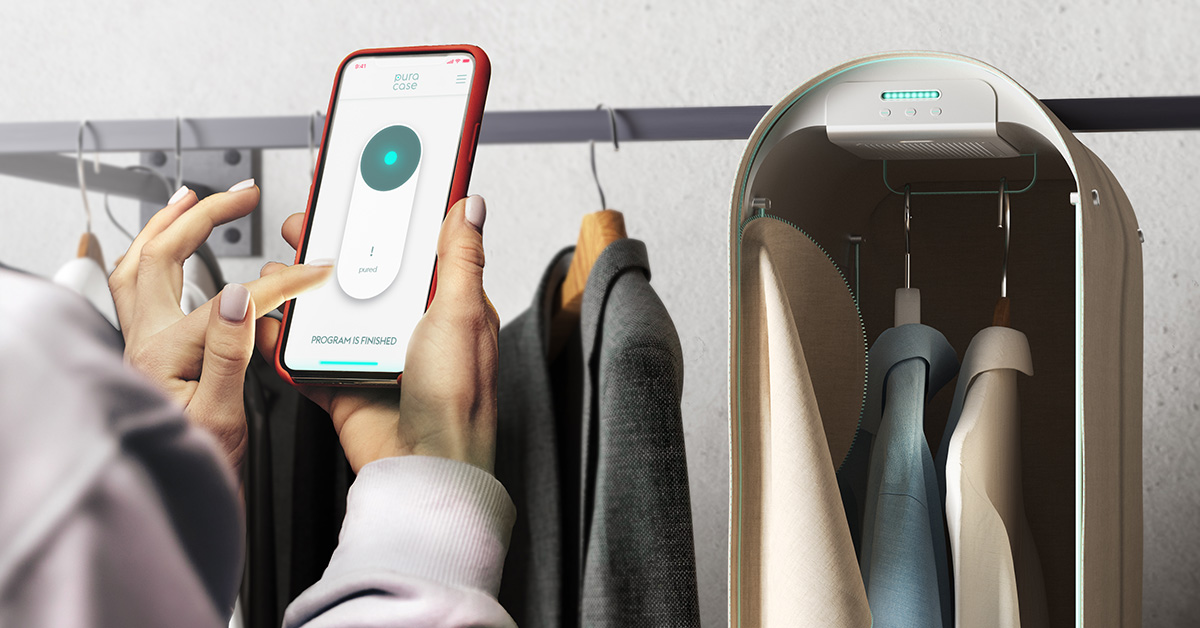 pura-case by carlo ratti uses ozone to purify your clothes from virus ...