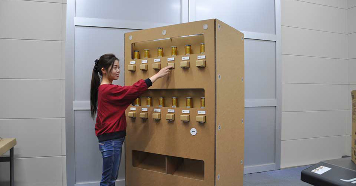 watch how this fully-functional, non-electric cardboard vending