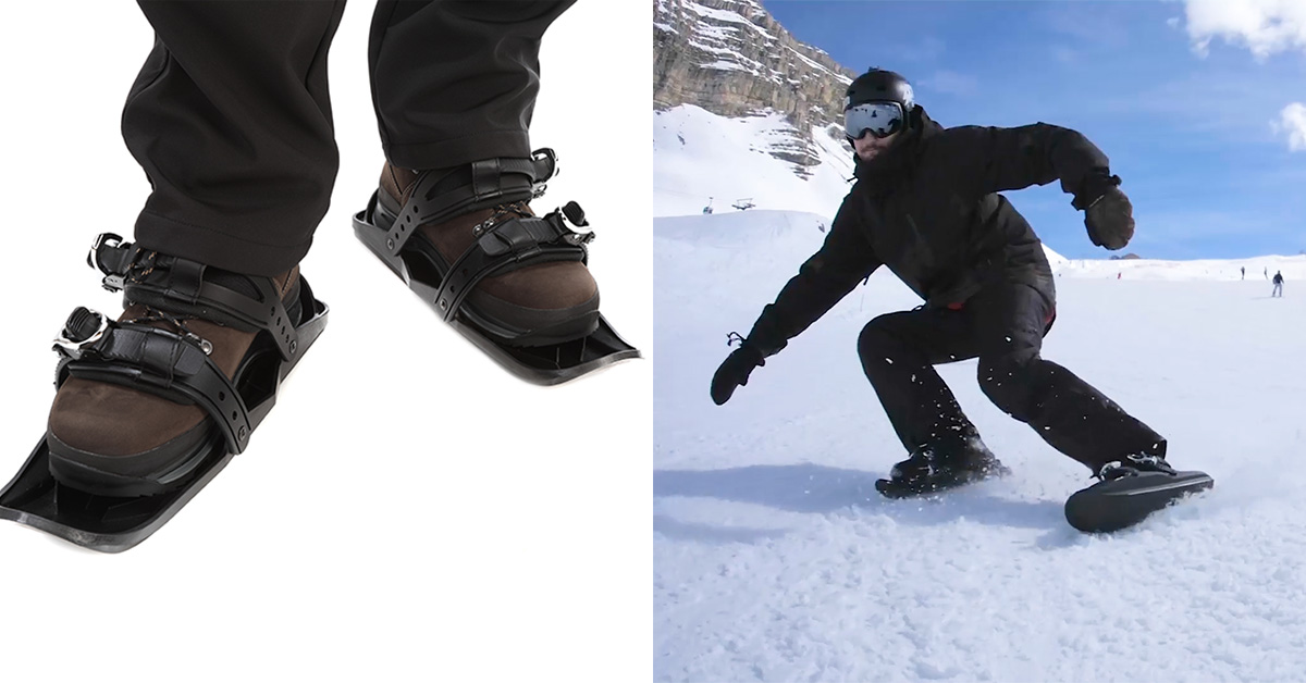 turn your shoes into mini skis with snowfeet, a combination of skis and  skates