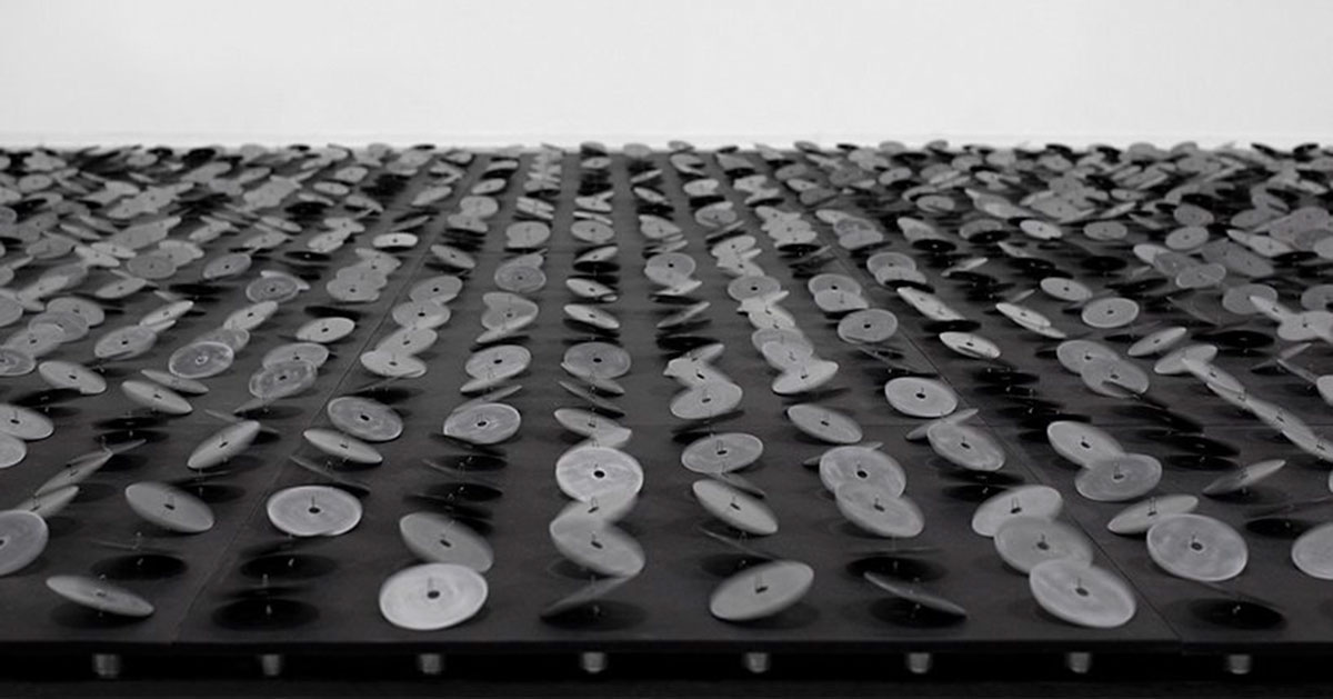 zimoun puts 1944 metal discs into rotational motion in new