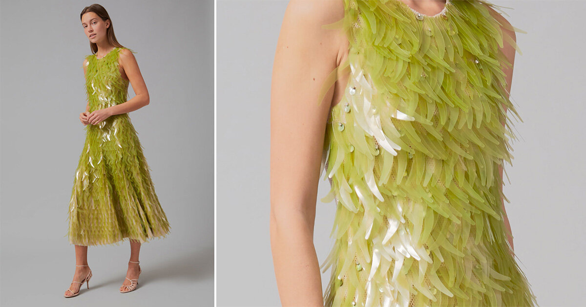 This Dress Has Been Crafted Using Algae Based Sequins And Carbon Neutral Fabric