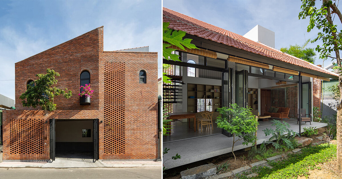 dom architect studio incorporates nature into brick-clad house in vietnam