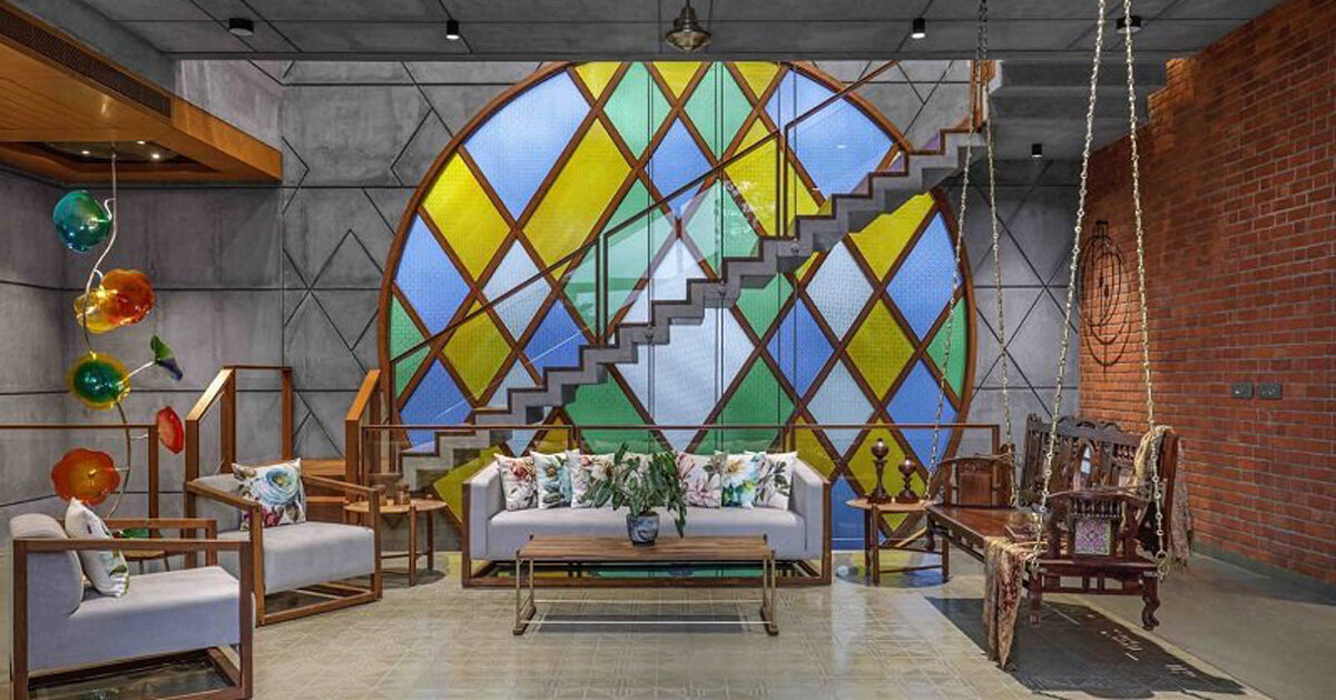 A modern Art Deco inspired design story paints this Gujarat office space