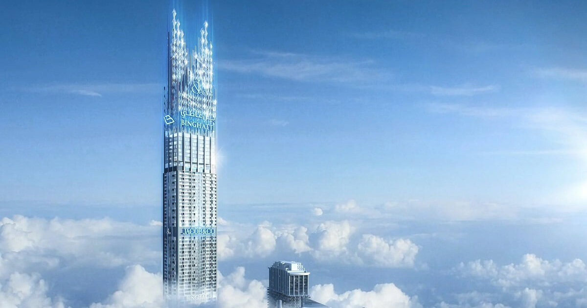 diamond spires crown the world’s tallest residential tower in dubai