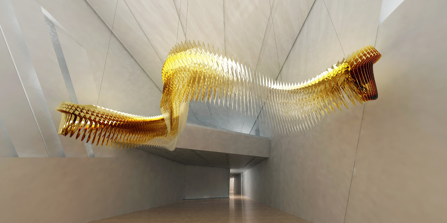 New Zaha Hadid X SLAMP Lighting Sculpture Undulates And Warps Across Space Flipboard