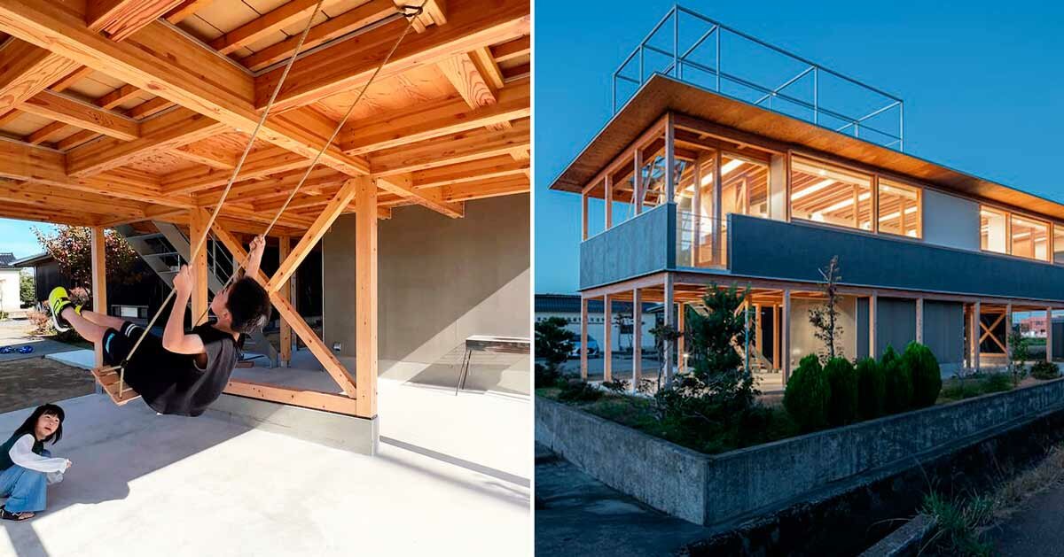 open ground floor breathes life into raised house in japan