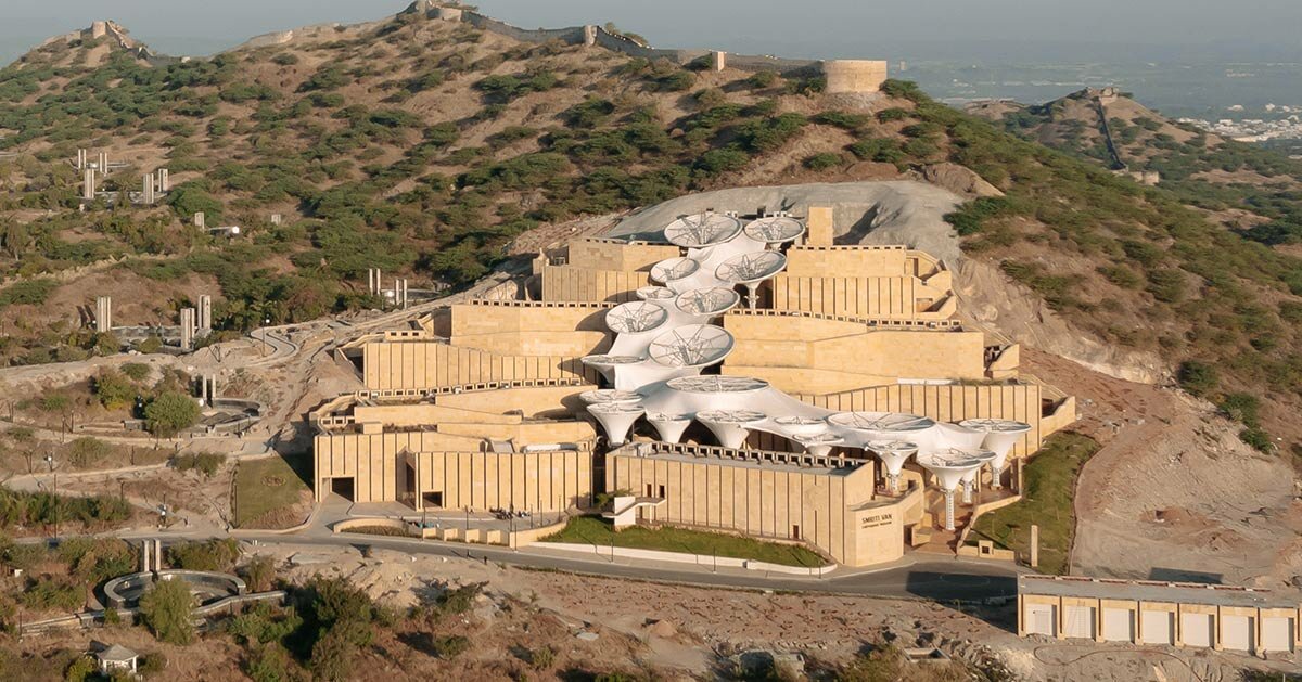 The Smritivan Earthquake Memorial Museum winds atop a hill in Gujarat