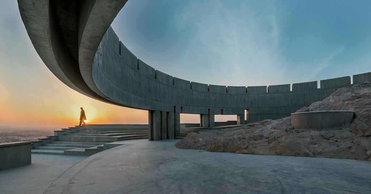 smritivan memorial plants circular concrete tanks dedicated to the victims of the 2001 Gujarat earthquake